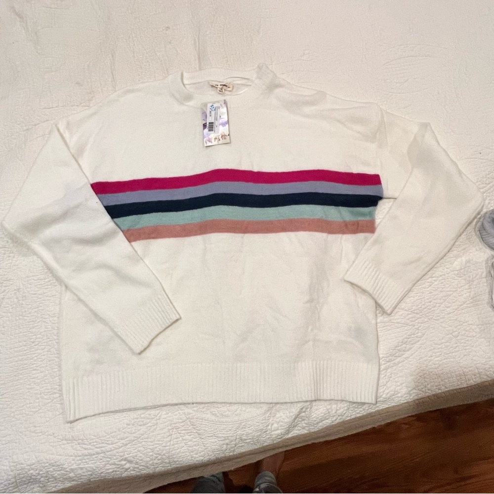 ee:some textured striped cream color boutique sweater. New with tags.